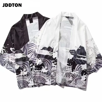 JDDTON Moških Kimono Cardigan Fashion Suknjič Tradicionalni Japonski Yukata Tanka Vrhnja oblačila Haori Plašč Svoboden Casual Moški Suknji JE016