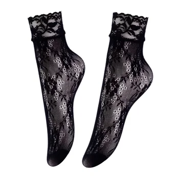 Retro čipke dame nogavice poletje cvet očesa elastična pregleden kratek gleženj nogavice lolita ženske obleke ribja mreža črne nogavice, ženske vroče
