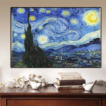 Impresionizem Van Gogh Zvezdnato Noč Razmnoževanje Platno Slikarstvo Plakati in Tisk Stenskih slikah, Cuadros Doma Soba Dekoracijo