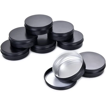 50PCS Black Navoj Prazno Aluminija Krema Jar Tin Kozmetični Balzam za Ustnice Posode, Nail Decor Obrti Pot Povratne Steklenice
