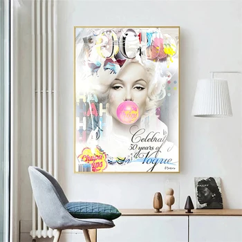 Moda Marilyn Monroe Udarec Mehurčki Balon Umetniško Platno Slikarstvo Trendy Natisne Steni Sliko Sodobne Dnevni Sobi Doma Dekor Plakat