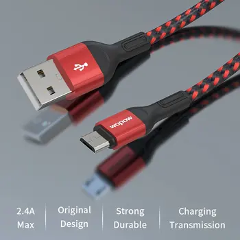 WOPOW 1,2 m Tkanine, Micro USB Kabel Za 2,4 Hitro Polnjenje Podatkovnega Kabla Za Xiao mi LG Micro USB Mobilni Telefon Kabli
