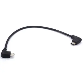 Tip C za Kabel Micro USB, 90 Deg USB-C Moški Micro-B Moški Adapter Pretvornik