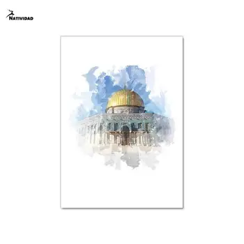 Islamska Muslimanskih Allah Ponudbo Cvetlični Mošeje Plakat Platno Stensko Slikarstvo Art Natisne Sliko za Dnevna Soba Dekoracijo