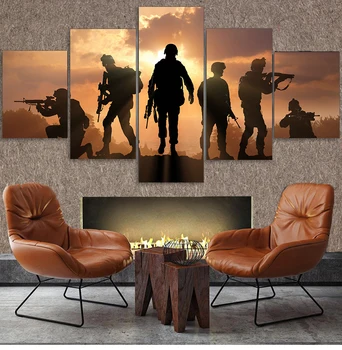 5 Kos Patriotske Nas Vojaške Plakat Vojaki Platno Z Vojsko Sunset Stenskih Slikah, Za Dnevni Sobi Doma Dekor Slikarstvo Okvir