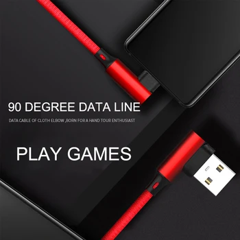 90-stopinjski Kotu Podatkov line Igre Datum Kabel Telefon Hitro polnjenje Linija Micro USB kabel Polnilec za Xiaomi 4x Android Mobilni Telefon