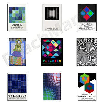 Victor Vasarely likovnih umetnosti, optične iluzije, črne in bele tehnike, geometrijsko abstraktne umetnosti, optični dekoracijo plakat