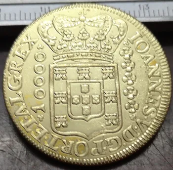 1727 Brazilija 10000 Reis -Joao V 22K pozlačeni Kopija kovanca