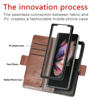 Anti-theft Krtačo Usnja Flip Case za Samsung Galaxy Ž Fold3 5G 2021 Luksuzni Kritje Denarnice Knjiga Lupini Samsung Ž 3 Krat Primeru Coque