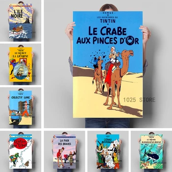 Francoskega Stripa Tintin Pop Art Raketa Avanturo Plakat, Slika, Platno, Tisk Sodobne Dom otroška Soba Dekoracijo Slikarstvo