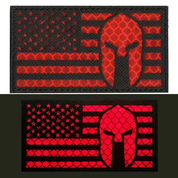 3D Vezene Reflektivni Vojske Fan Taktike Ameriško Zastavo Čelada Spartan Punisher Značko Obližem Obliž Oblačila, Nahrbtnik Dodatki