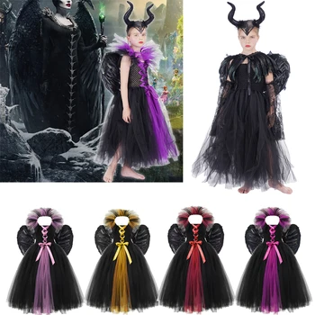 Maleficent Mačehe Frock Pokrivala, Oblačila Črni Hudič Tutu Kostum Tutu Obleko Krila Potomci Lopov, Cosplay Kostum