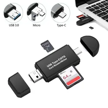 Univerzalni 3 v 1 USB2.0 Tip C micro USB OTG Card Reader Prenosnik Za Android Razširitev Kartico Računalnika, High-speed TF/SD Glave