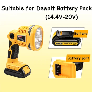 Za Dewalt(BREZ Baterije,Polnilnika NE)Pištola/Prenosni 3W/12W 18V LED Svetilka Svetilka Litijeva Baterija, USB, Zunanji Zasilno Razsvetljavo