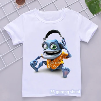 Smešno Fantje T-Majice Crazy Frog Anime Risanke Tiskanja Otrok Tshirts Modi Hip-Hop Fant Obleke Bela Kratka Sleeved Majico Vrhovi