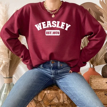Weasley Est 1978 Majica Weasley Dvojčka Majica HP Zgleduje Unisex Majica Grafični Hoodies Dolgimi Rokavi Ženske Puloverji Vrhovi
