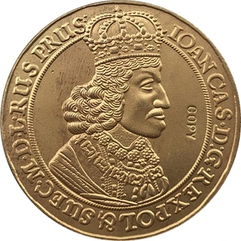 24-k Gpld-Platirani 1649-1668 Poljska kovancev KOPIJO 32mm