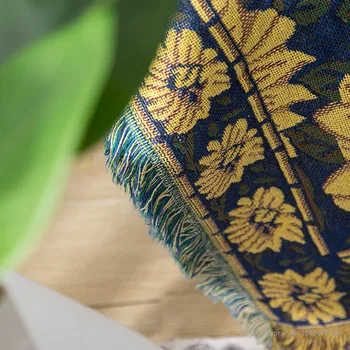 Evropski-style modra sončnično cvet bombaža, pletene nap kavč urad odejo tri-plast zgosti pastorala kavč odejo
