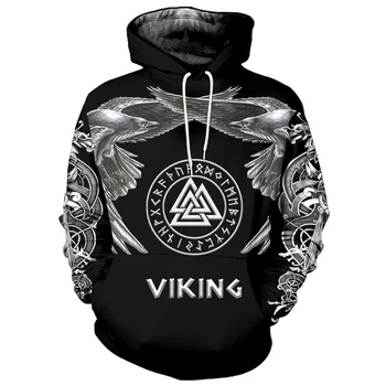 Moške obleke 2021 Viking Oklep Tatoo 3D Vseh Tiskanih Moški/Ženske Harajuku Moda hooded Majica Športna jakna zimski pulover s kapuco