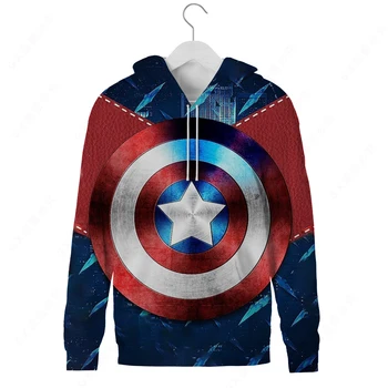 2021 Nove Disney Marvel Avengers 3D Tiskanja Captain America Ščit Moški pulover s kapuco Jesen/Zima Ohlapen Pulover Casual