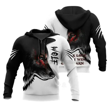 2021 Moški pulover s kapuco 3D Tiskanje Volk Ace Smešno Priložnostne Oblikovanje ženske Harajuku Ulica Športna Modna Novost