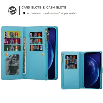 Multi Card Wallte Bleščice Usnjena torbica Za Samsung Galaxy S21/S20 Plus/Ultra/FE S10/S9/S8 Plus A03S A12 A22 A32 A51 A71 A72 A82