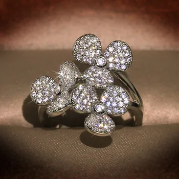Elegantno Pušča Mikro utrla Lab Diamantni prstan Resnično 925 Sterling srebrni Poročni Prstani, Zaročni za ženske Poročne Stranka Nakit Darilo