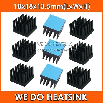 MI HEATSINK 18x18x13.5 mm, Brez ali S Toplotno Pad Black Zarezano Anodiziranega Aluminija Heatsink Hladilnik Hladilnik