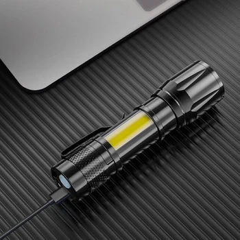XPE+COB LED USB Polnilne Prenosna baterijska Svetilka Zoomable Gospodinjski Svetilka Noč Luč Teleskopsko Vgrajeno Baterijo 400mAh Baklo