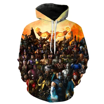 Mortal Kombat 3D Moški Majica Nov Modni Priložnostne Fantje Dolgo Rokavi pulover s kapuco Ulične Kul Unisex Igre Oblačila