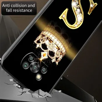 Luksuzni Primeru za Xiaomi Poco X3 NFC M3 Pocophone F1, F3 GT Redmi K40 Pro Za Mi 10T Pro Mehko Telefon Kritje Diamantno Krono Pismo