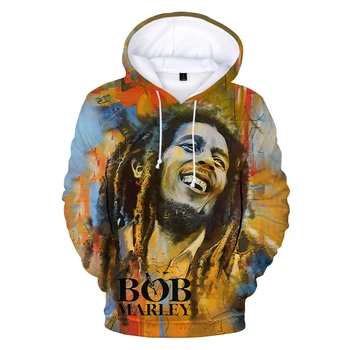 Nov Bob Marley 3D Hoodies Pevka Harajuku Ulične Hooded zgornji del Trenirke Moški Ženske Modni Priložnostne Dolg Rokav Hip Hop Puloverju