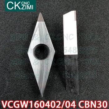 VCGT VCGW160402 CBN30 VCGW160404 CBN30 Kubičnih borov nitrid CBN vstavi CNC stružnica orodja za rezanje VCGW VCGT 1604 za Kaljenega jekla