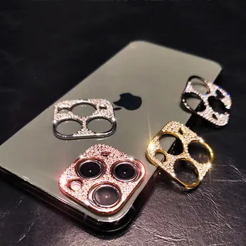 Luksuzni 3D Kristalno Bleščice Kamen Za iPhone 12 13 Mini Pro Max Moda Bling Diamond Zaščito Objektiva Fotoaparata Zaščitnik PC Pokrov