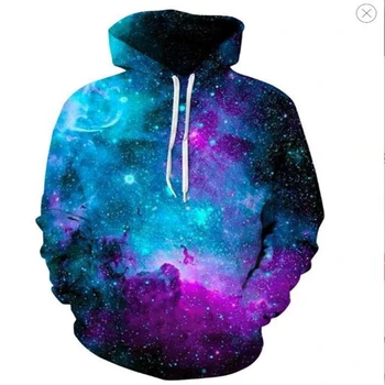 Spomladi in Jeseni Nov Modni Prostor Galaxy Hoodie Moški/ženska Majica Hoodie 3D Tiskanje Zvezdnato Nebo Vzorec Hoodie