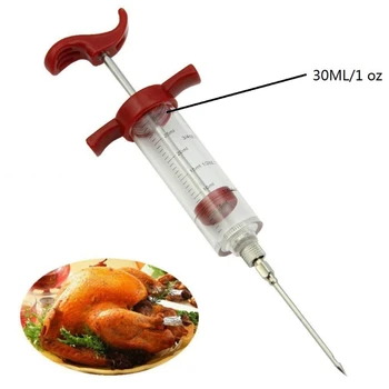 Plastični Mesa Injektor Kit za Kadilce s 3 Okus Hrane, Injekcijske Igle, ki je Idealen za Vbrizgavanje Marinade v Turčiji Prsa