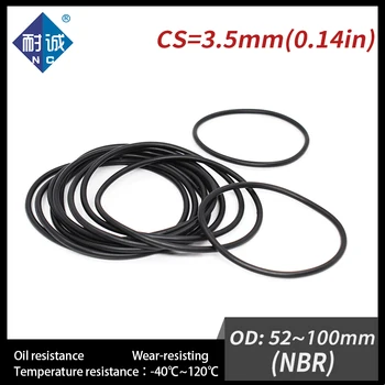 5PCS/veliko Gume Black NBR CS3.5 mm OD52/55/56/57/58/60/65/70/75/80/85/90/95/100mm O Ring Tesnilom Olju nepremočljiva