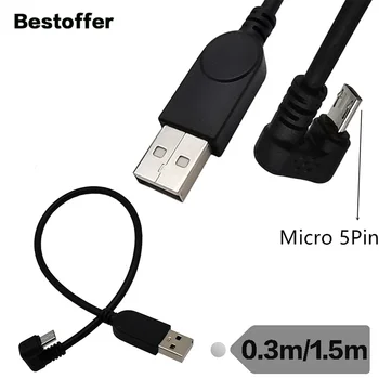 30 CM/1.5 M U-Shaped Komolec Mikro 5-Pin Moški na USB 2.0 A Moški Podatkov Polnjenje Podaljšek