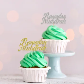 6pcs Eid Mubarak Bleščice Papir Torto Toppers Ramadana Mubarak Nikah Mubarak Cupcake Pokrivalo za Muslimanske Ramadana Torto Dekoracijo 2022