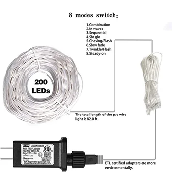 20M 50M 100M Prostem LED Vrv Niz Lahka, Ultra Svetla PVC Cev Pravljice Garland Luč za Božič Vrt, Dvorišče Pot Drevo Dekor