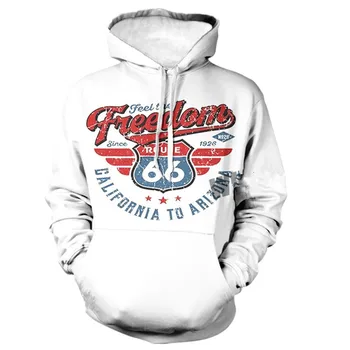 Route 66 Avtocesti 3D Tiskanih Hoodie Hoodies moška Majica Fashion Ameriki 66 Črke Hooded Ulične Moških Oblačil XXS-4XL