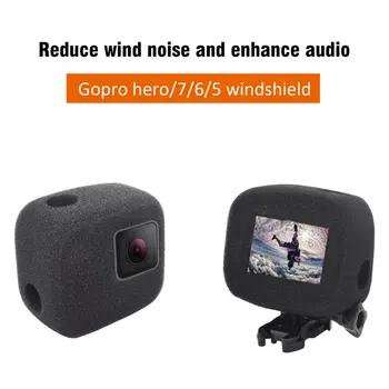 Odporen na veter. Veter Pena za Zmanjšanje Hrupa Kritje Ohišje Za Gopro Hero 7 6 5 Pena Windscreen2018 Črna Kamera Goba zaščito
