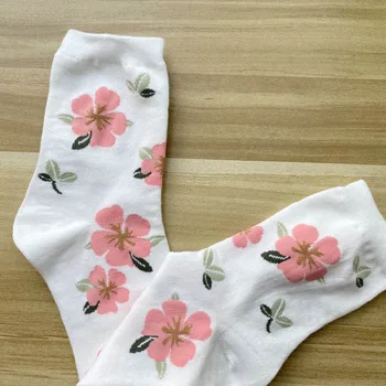 Nov Izdelek Moda Umetnost Harajuku Korejski Slog Ženske Nogavice Romantično Cvetje Kakovost Bombažne Nogavice Priložnostne Toplejše Calcetines Mujer