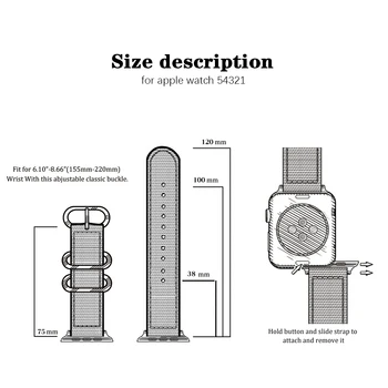 Najlon Watchband za Apple Watch Band Serije Se 654 40 mm/44 Šport Trak na Pametnih Iwatch 4321 Dihanje Zapestnica Pasu 42mm/38 mm