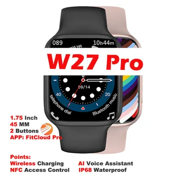 Novo IWO W27 PRO Pametno Gledati Moške NFC Siri BT Klic Brezžično Polnjenje Spanja Monitor Sporočilo Žensk Smartwatch Pk W37 PRO DT100 PRO+