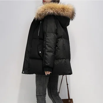 2021 Nove Zimske Ženske jakna Krzno Ovratnik plus velikost navzdol oblazinjeni suknjič korejski Moda Hooded Zgostitev Topel Plašč Ženski Outwear