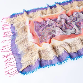 Nepal kuhana volna šivanje čipke šal sveže etnične slog multi-layer barvno ujemanje vezenje šal Pashmina