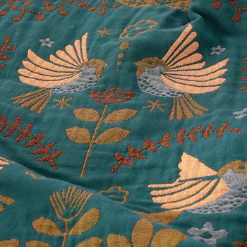 Na Japonskem Slogu Bombažno Tkanino Kavč Kritje Poletno Odejo Gaza Ptica Posteljo Elegantna Tassel Večfunkcijsko Potovanja Dihanje Vrgel Odejo