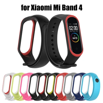 Dvojni Barvni Trak Za Xiaomi Mi Band 4 Silikonsko Zapestnico Watchband xaomi xiomi xiami miband band4 Mehko Razredi