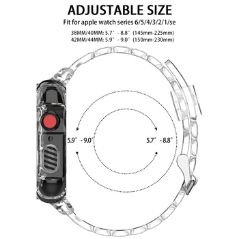 Najnovejši Športni Trak Prozoren Watch Band+Primeru za Apple ura SE 6 5 4 Band 38 MM 42MM za IWatch 44 Pasu 40 MM 6 5 4 Manžeta